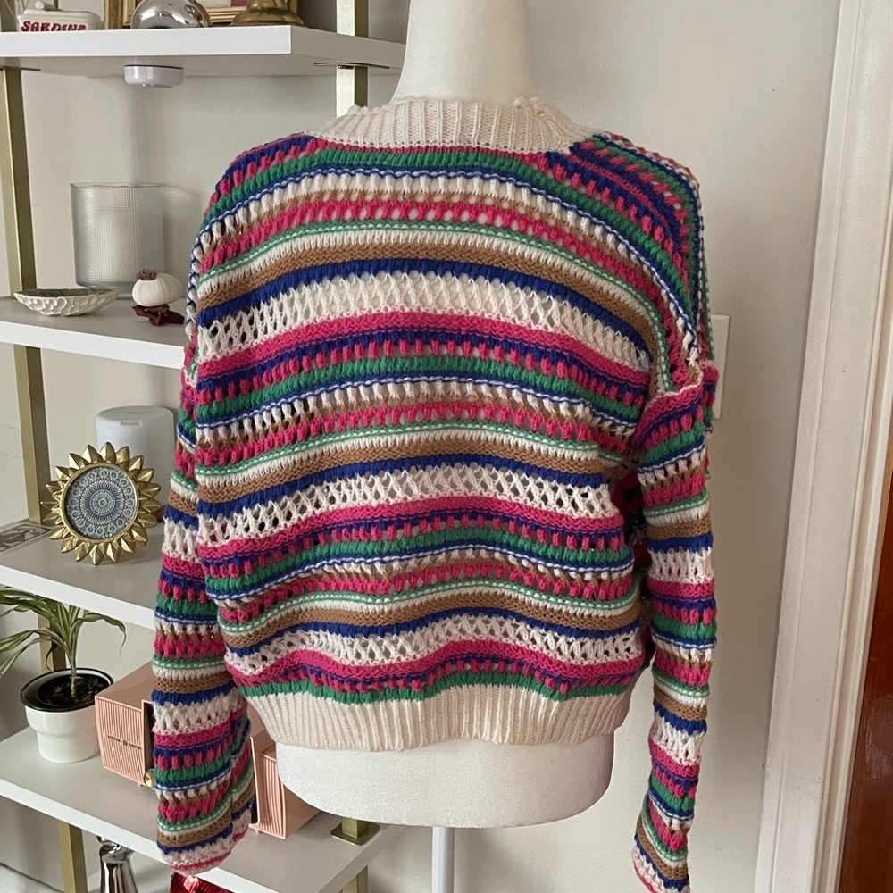 Multicolor Striped Women's Sweater Size L - Picture 4 of 6
